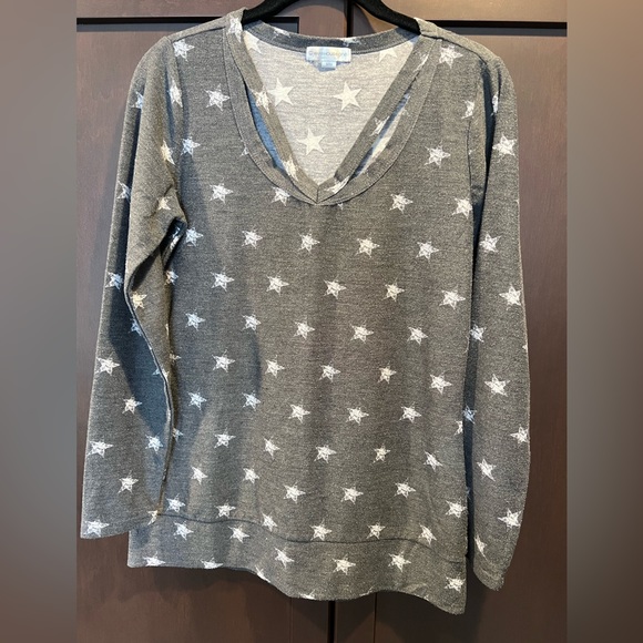 Gray Star Pattern Women's Jersey Top - Picture 3 of 6